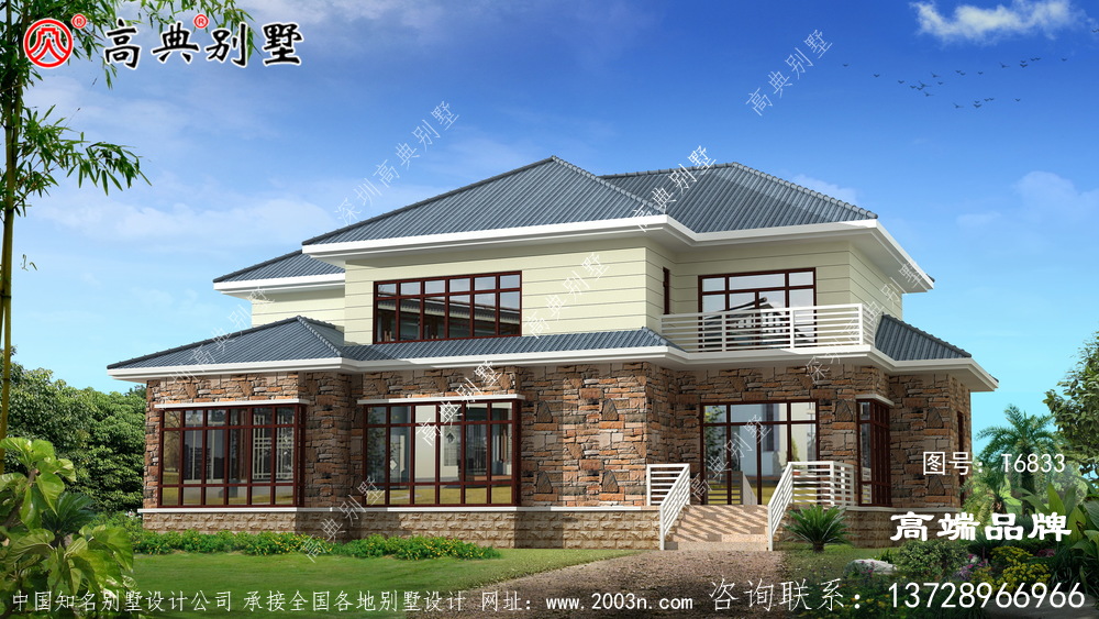 经济实用大面积农村二层自建房屋别墅