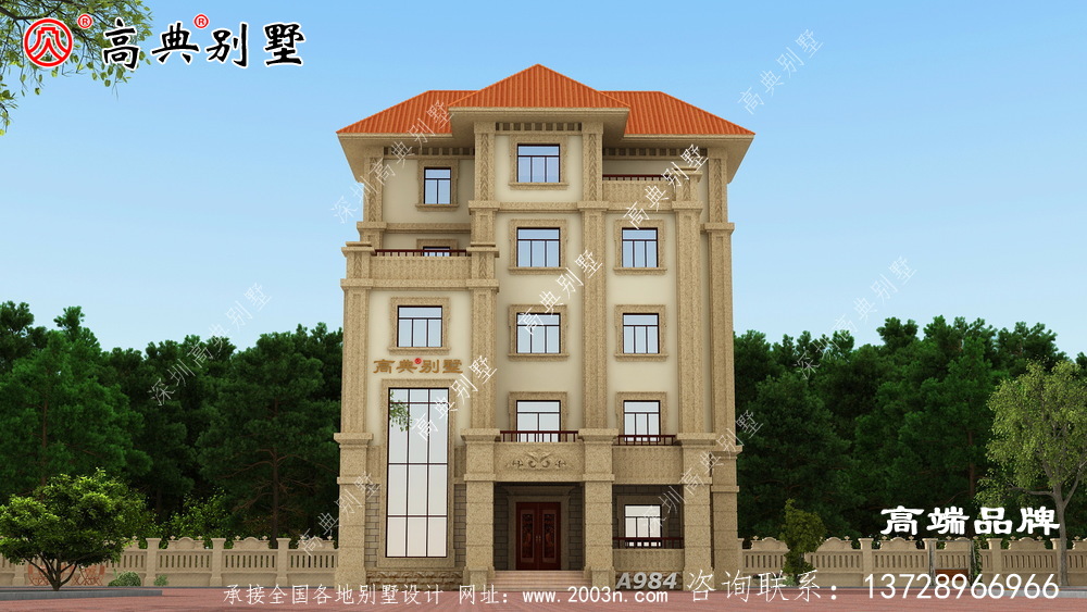 这款欧式自建别墅，住宅整体色调是暖色，这样的搭配让整栋房子看起来很暖和。