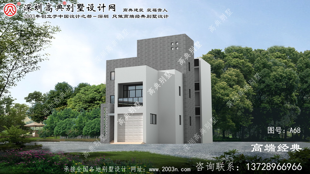 响水县新现代三层别墅的外观设计图带车库