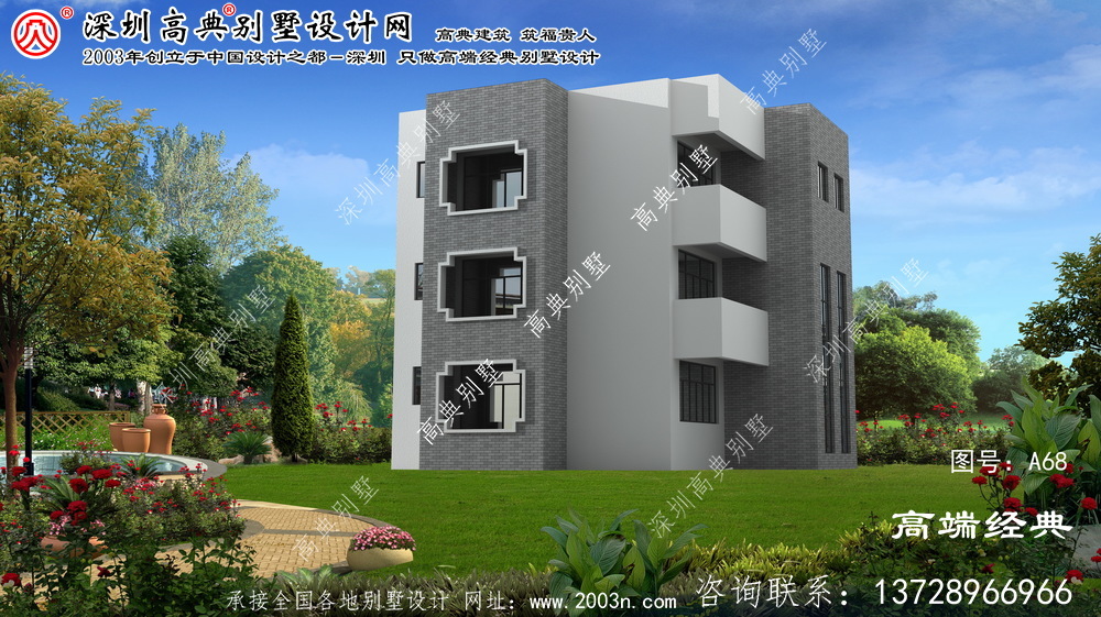 响水县新现代三层别墅的外观设计图带车库