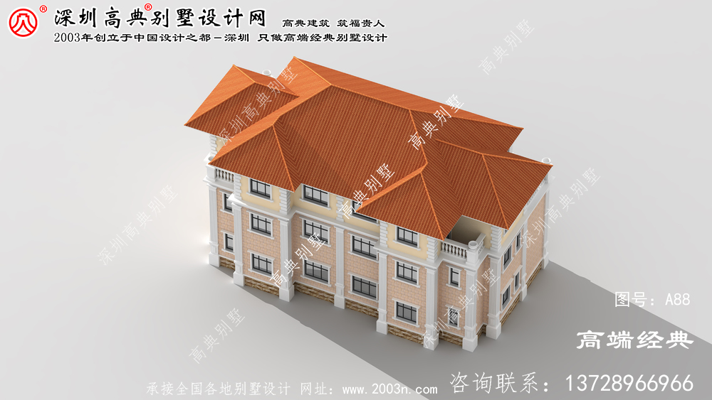 宿豫区豪华气派的欧式风格三层双拼别墅设计图