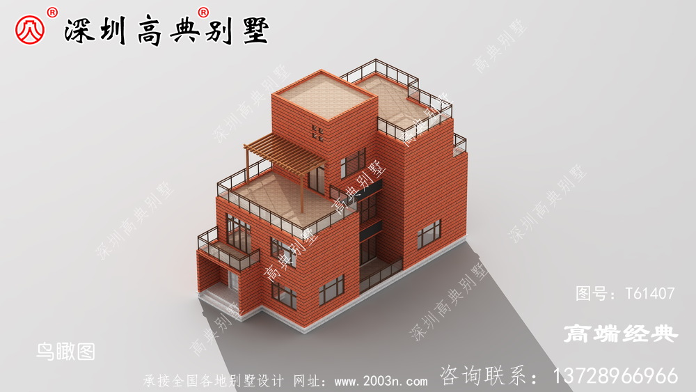 豪华三层别墅设计图,外观极其漂亮,配色新颖