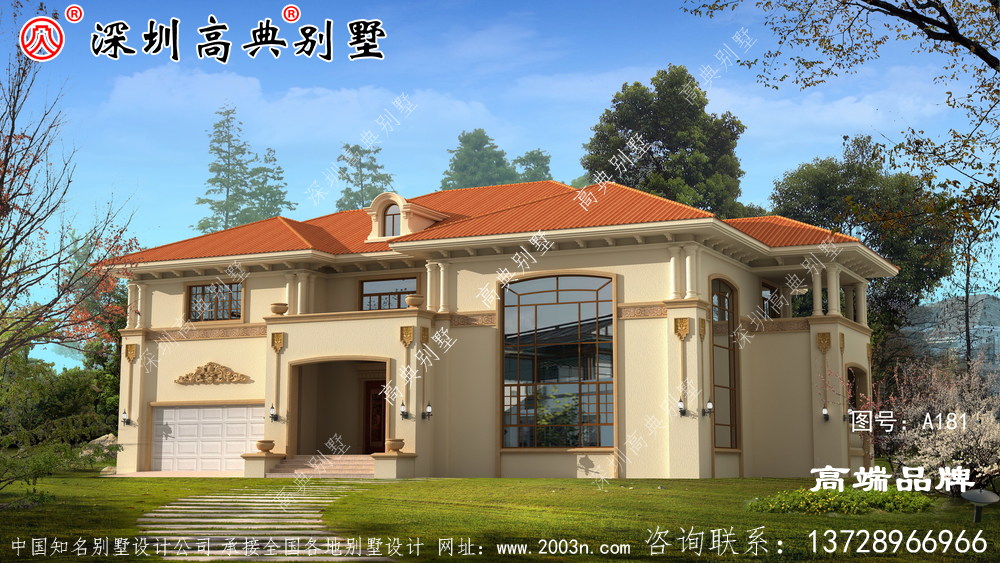 二层豪华别墅，农村自建房图，宅基地大的不这样建就可惜了