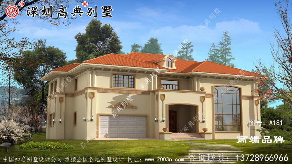 二层豪华别墅，农村自建房图，宅基地大的不这样建就可惜了