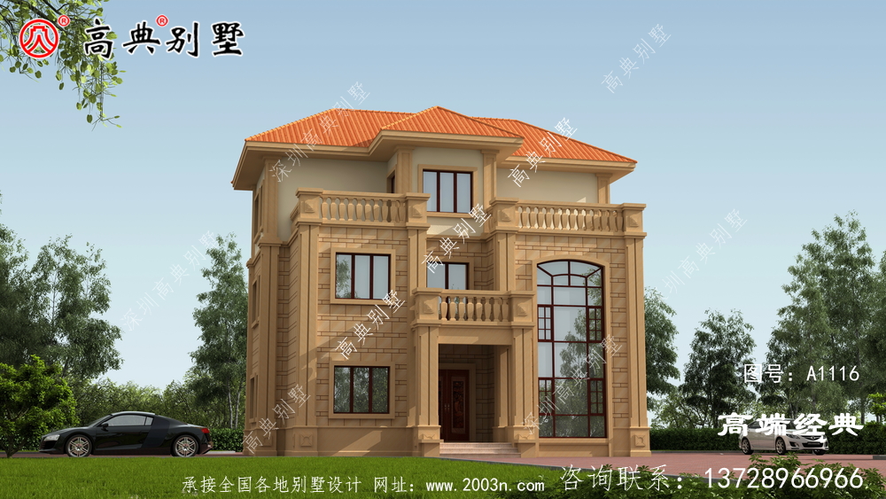 带挑空客厅的欧式别墅,外观美布局好,户型合理,符合农村生活。