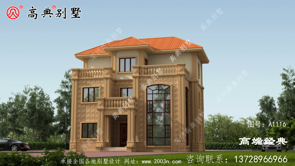 带挑空客厅的欧式别墅,外观美布局好,户型合理,符合农村生活。